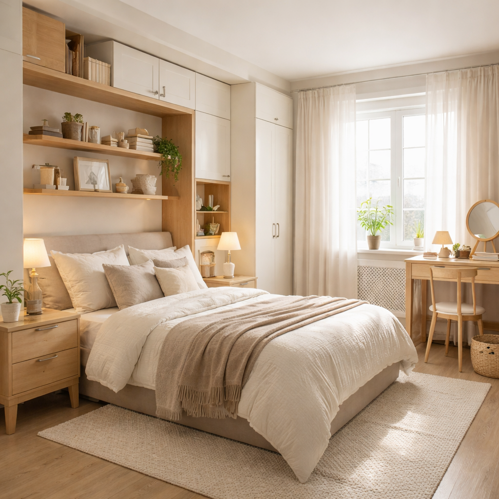 Kako urediti majhno spalnico, da deluje večja, mirnejša in bolj funkcionalna